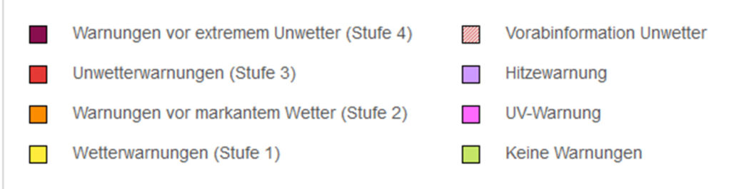 Naturpark Schwarzwald Blog, Naturpark-Wetter, Farbskala Warnung DWD