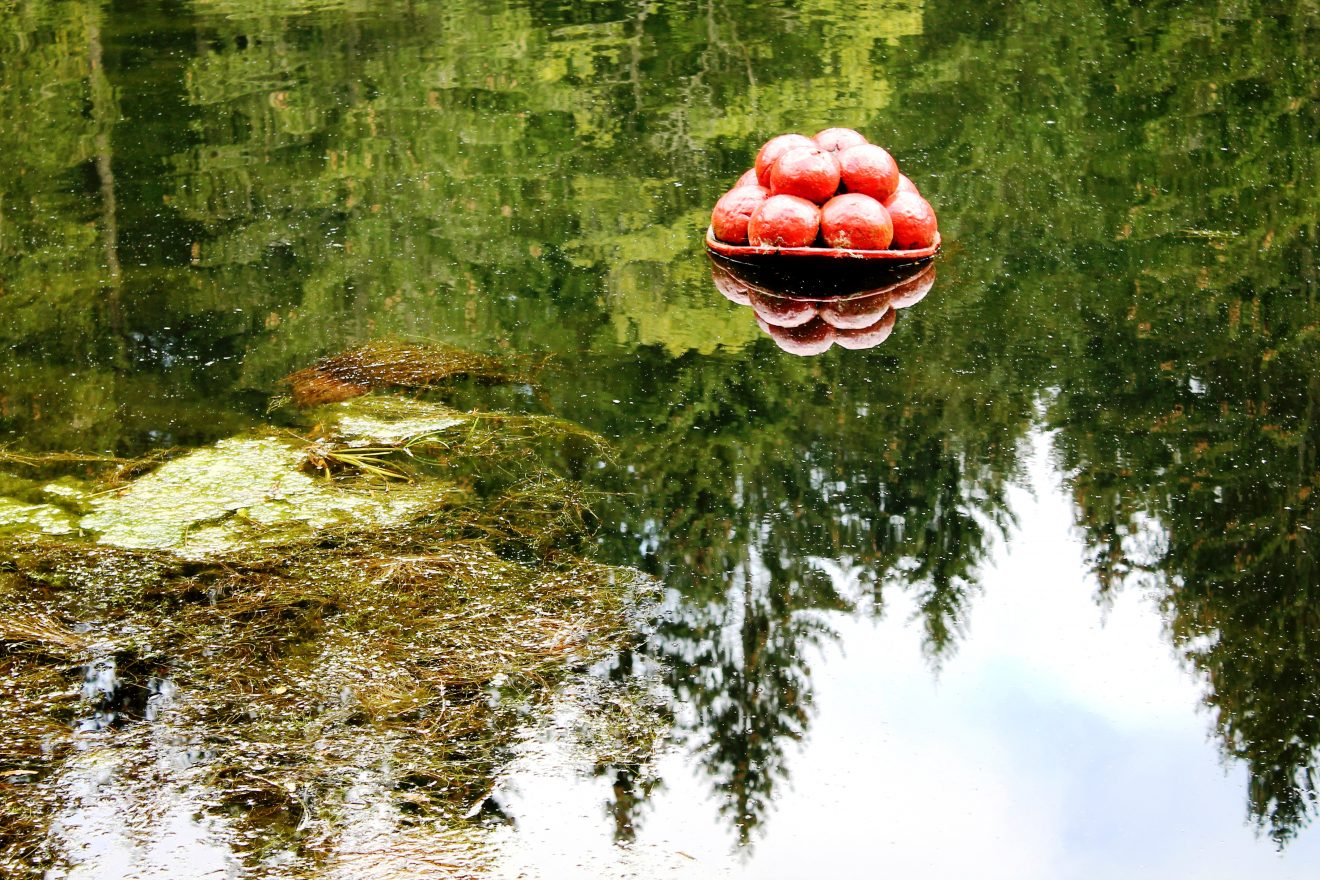 Schwimmender Bollenhut - Kunst auf dem Herrenwieser See. Copyright Doris Demant