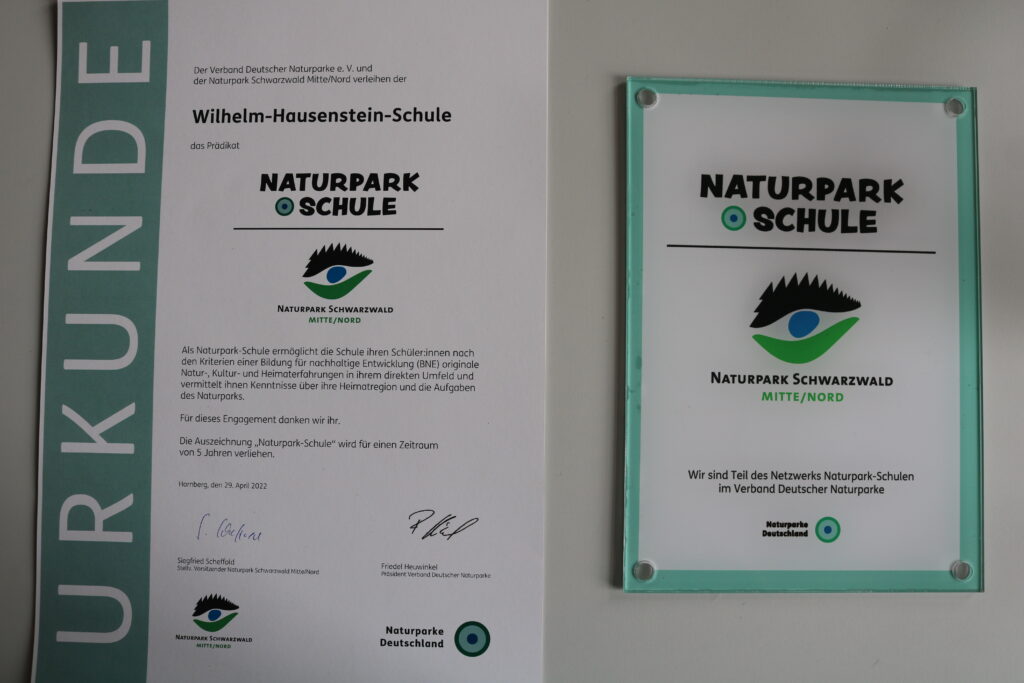 Wilhelm-Hausenstein-Schule in Hornberg wird Naturpark-Schule