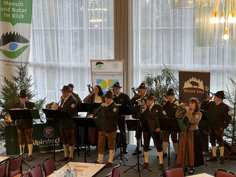 Jagdhornbläser auf der Bühne