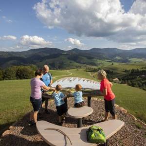 Familie an einem Naturpark-AugenBlick mit Blick auf die Schwarzwälder Kulturlandschaft
