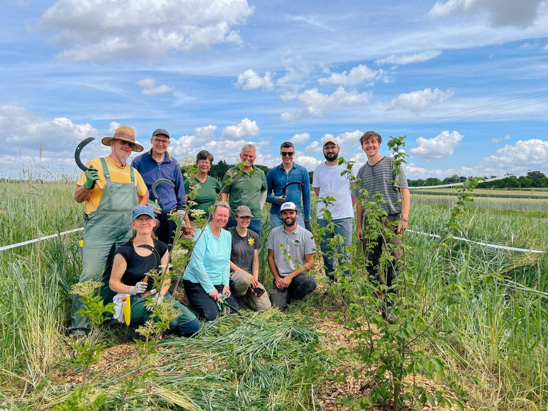 16 Freiwillige aus ganz Deutschland haben im Rahmen des Bergwaldprojekts eine Woche lang auf mehreren Agroforst-Modellbetrieben des Naturparks Schwarzwald Mitte/Nord bei der Pflege der Agroforst-Systeme mitgeholfen.