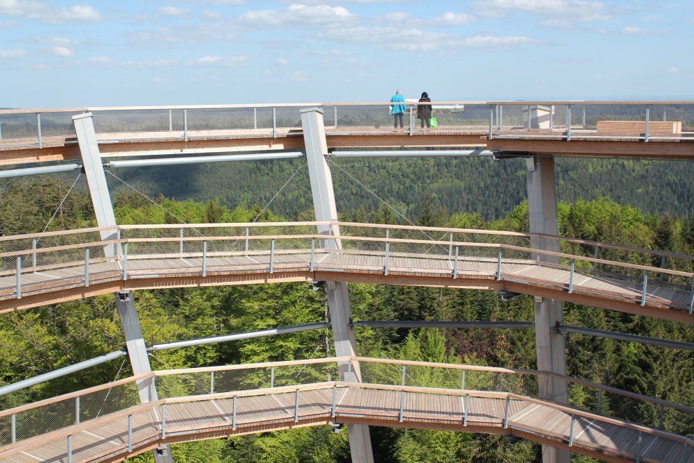 Holzstege des Turms in Bad Wildbad, der zum Baumwipfelpfad gehört.