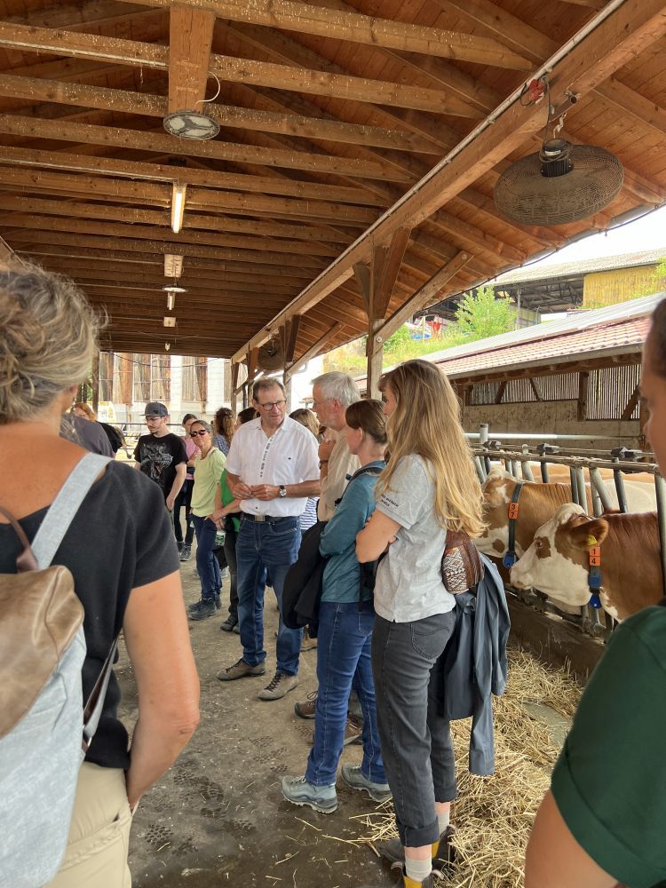 Menschen in einem Kuhstall