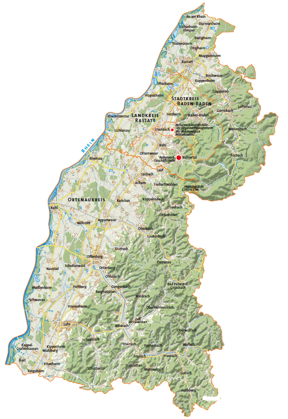 Karte der Bio-Musterregion Mittelbaden+